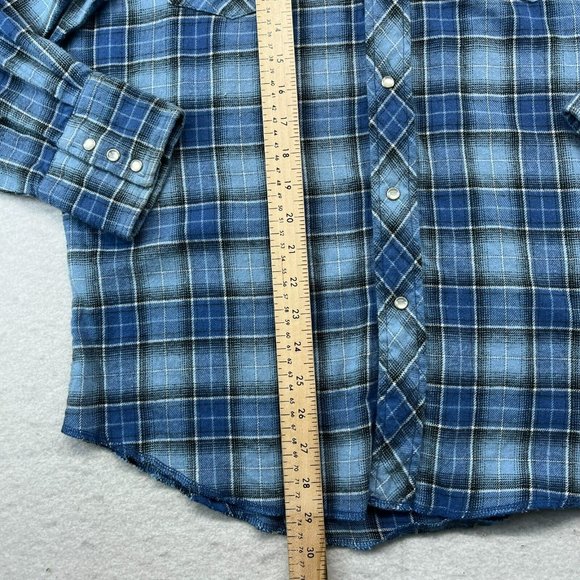 Wrangler Pearl Snap Short Large Men's Flannel Lightweight Western Wear - Picture 4 of 10
